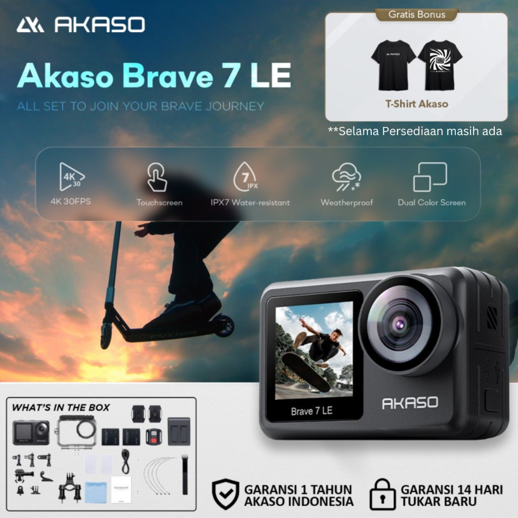 Jual Akaso Brave 7 LE Action Camera 4k 30FPS 20MP Dual Screen Shopee