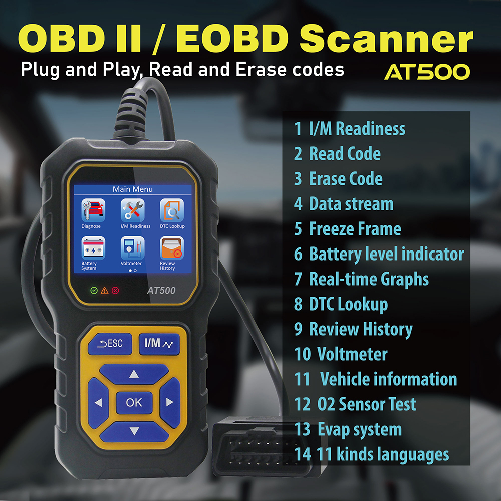 Jual Pemindai Obd Ii Layar Warna Inci Alat Pemindaian Diagnostik Obd Otomotif Pembaca