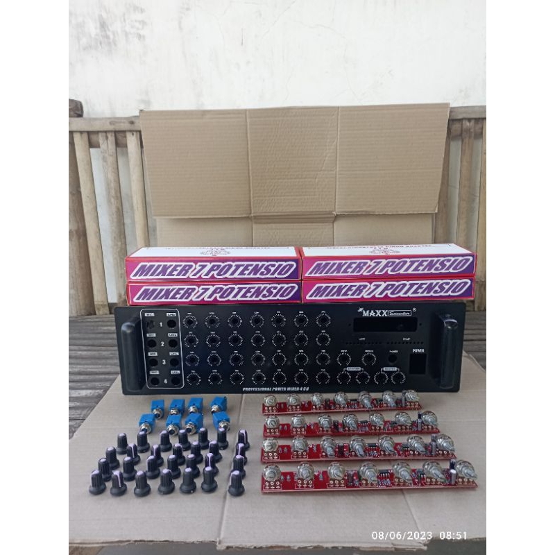 Jual box power+mixer 4 chanel +kit mixer 7 pot+knop+soket mic Shopee