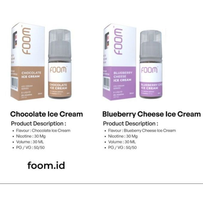 Jual FOOM CHOCOLATE ICE CREAM / BLUEBERRY CHEESE ICE CREAM SERIES 30ML