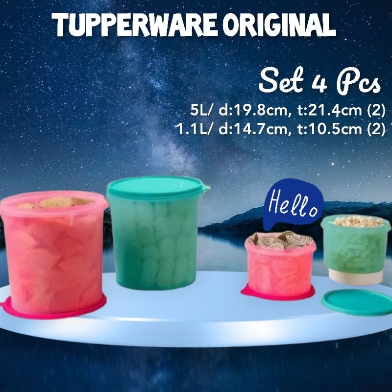 Jual Tupperware Toples Canister Jumbo Wadah Kerupuk Keripik Snack Roti ...