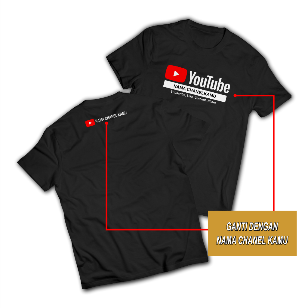 Jual BAJU KAOS CHANEL YOUTUBE CUSTOM NAMA CHANEL YOUTUBE SENDIRI BAHAN ...