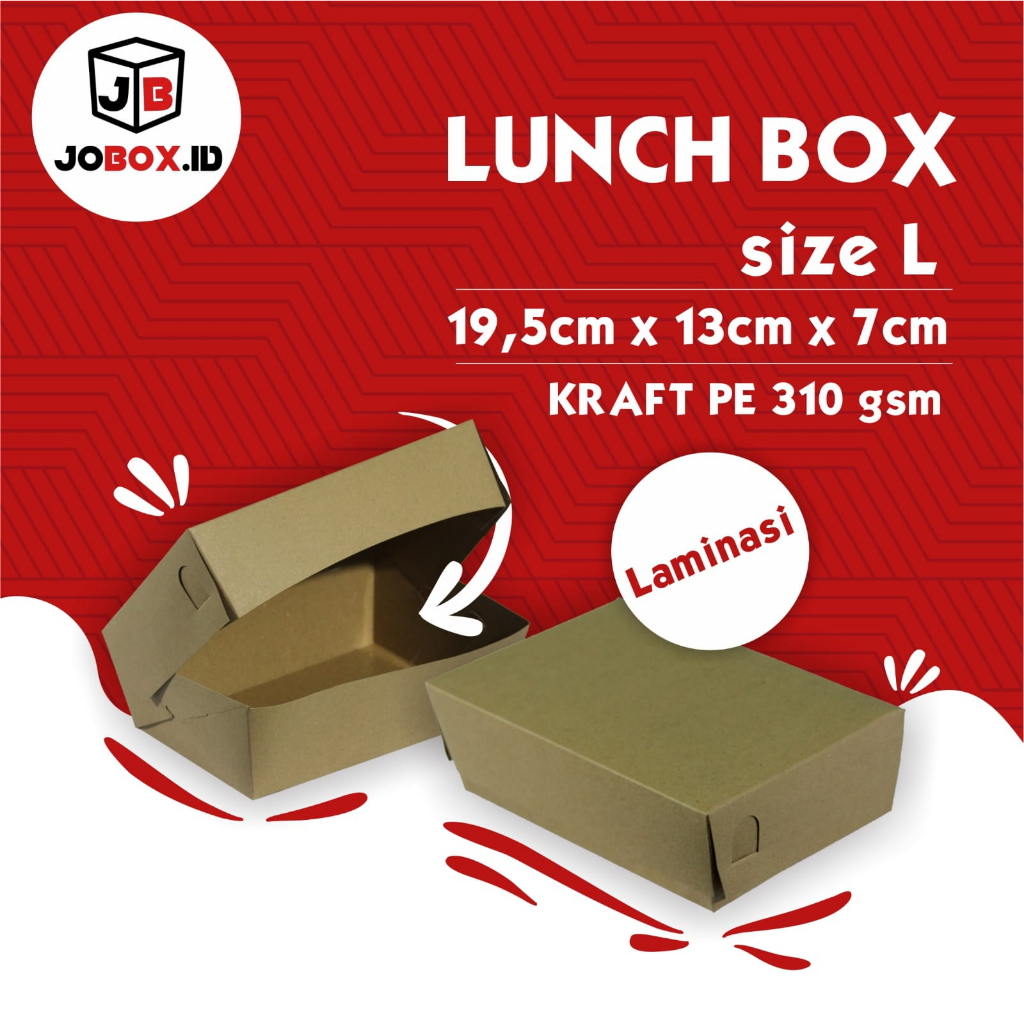 Jual Lunch Box L 19,5x13x7 Bahan Kraft 310 gsm / Lunch Box Kraft