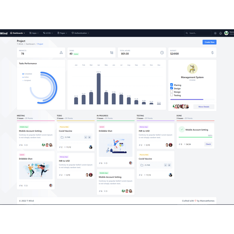 Jual T-Wind - Tailwind CSS Admin Dashboard Template | Shopee Indonesia