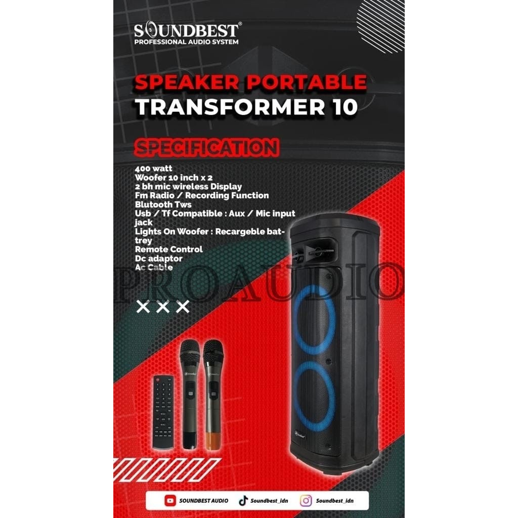 Jual Speaker Portable Wireless Soundbest Transformer 10 Original 10 ...