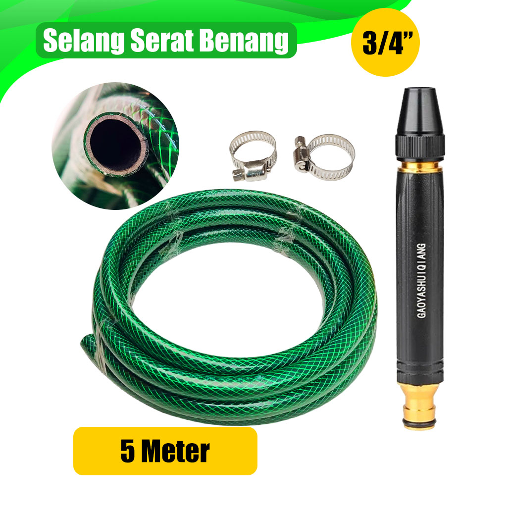 Jual Paket Selang Set Alat Cuci Motor Selang Air Serat Benang Hijau