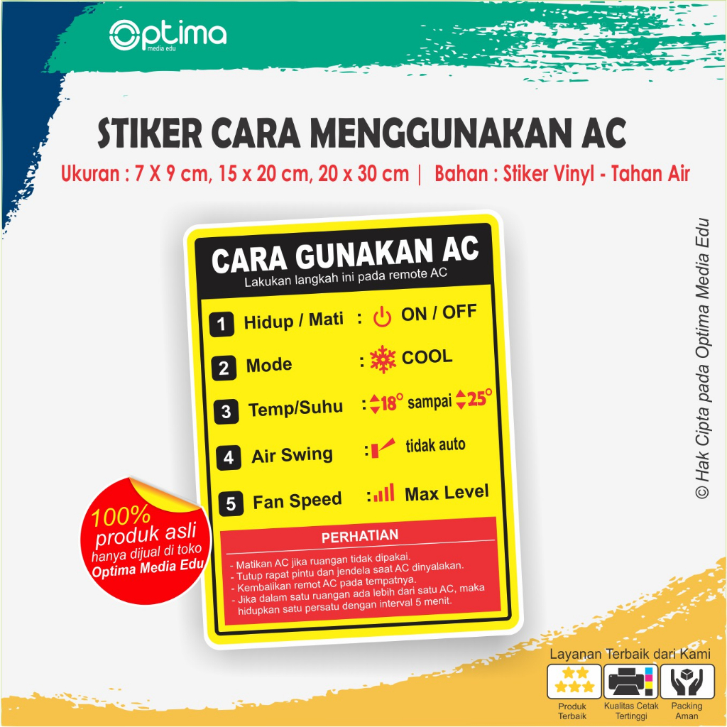 Jual Stiker Cara Petunjuk Menggunakan AC | Shopee Indonesia