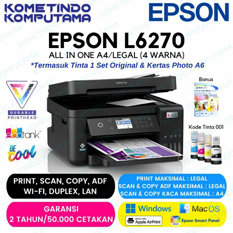 Jual L6270 Epson Ecotank A4 Wi Fi Duplex All In One Ink Tank Printer Adf Tinta Jamin Original 4992
