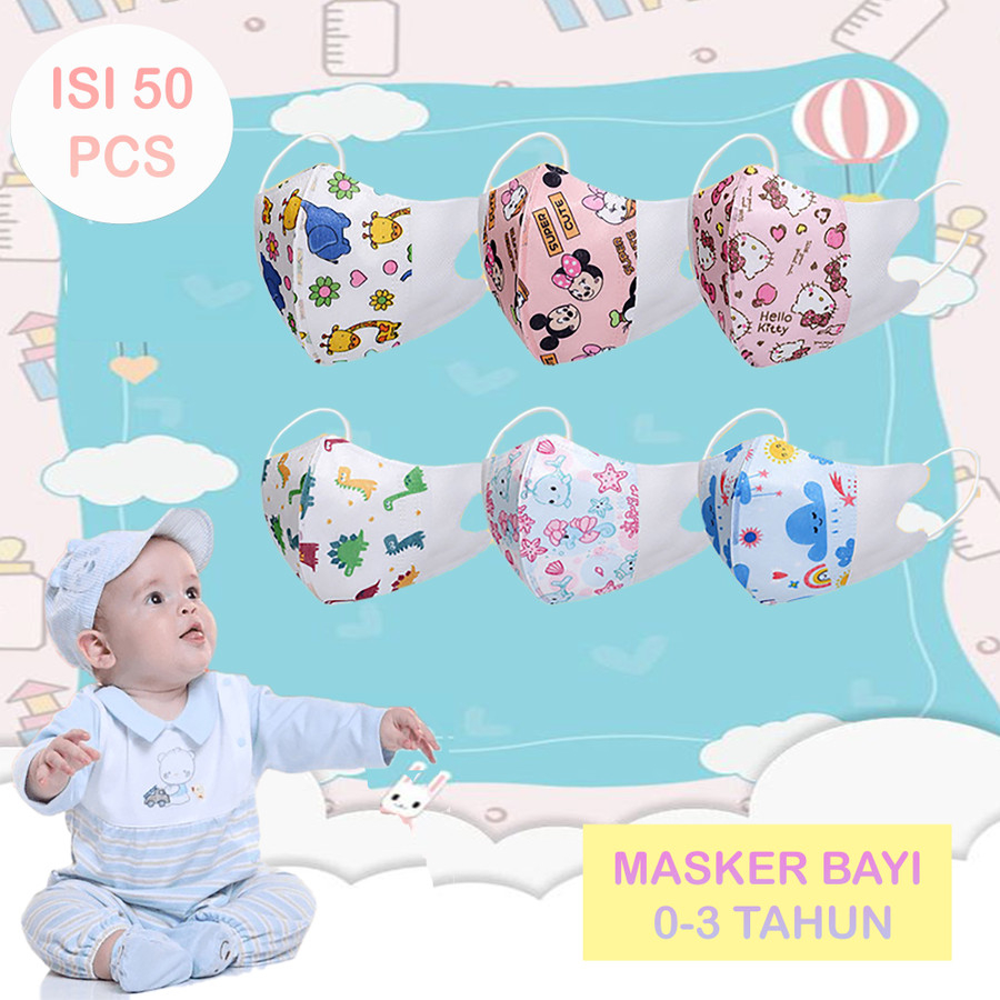 Jual PER BOX 50PC - MASKER ANAK KIDS DUCKBILL 3PLY BAYI BALITA - UMUR 1 ...