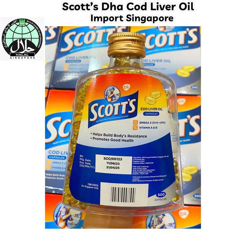 Jual Scott cod liver oil 500capsules import Singapore | Shopee Indonesia