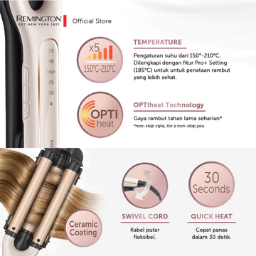 Remington Catokan Gelombang Adjustable Waver CI19A1 AP