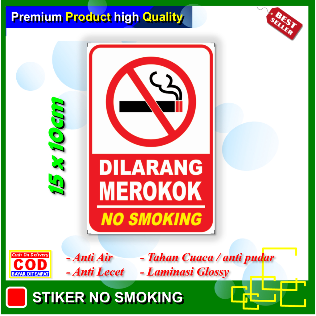 Jual Stiker Dilarang Merokok Kotak Sticker No Smoking Area Shopee