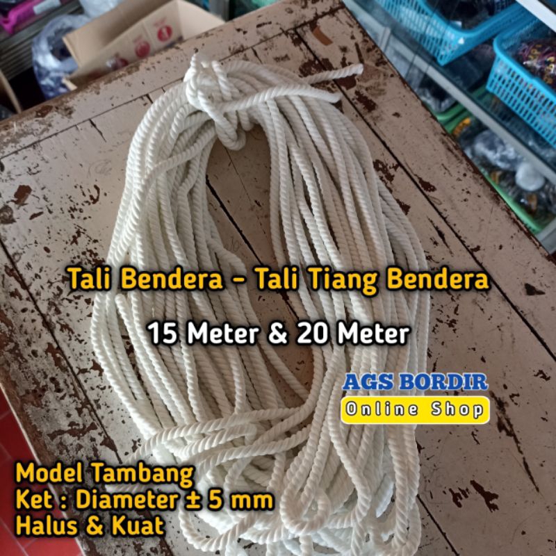 Jual Tali 5mm Tali Tiang Bendera Tali Tambang 15 Meter 20 Meter Halus Dan Kuat Tali Bendera 