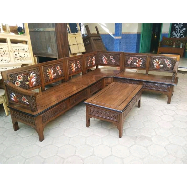 Jual Furniture Kursi Sofa Tamu Model Sudut Minimalis / Kursi Tamu Kayu ...