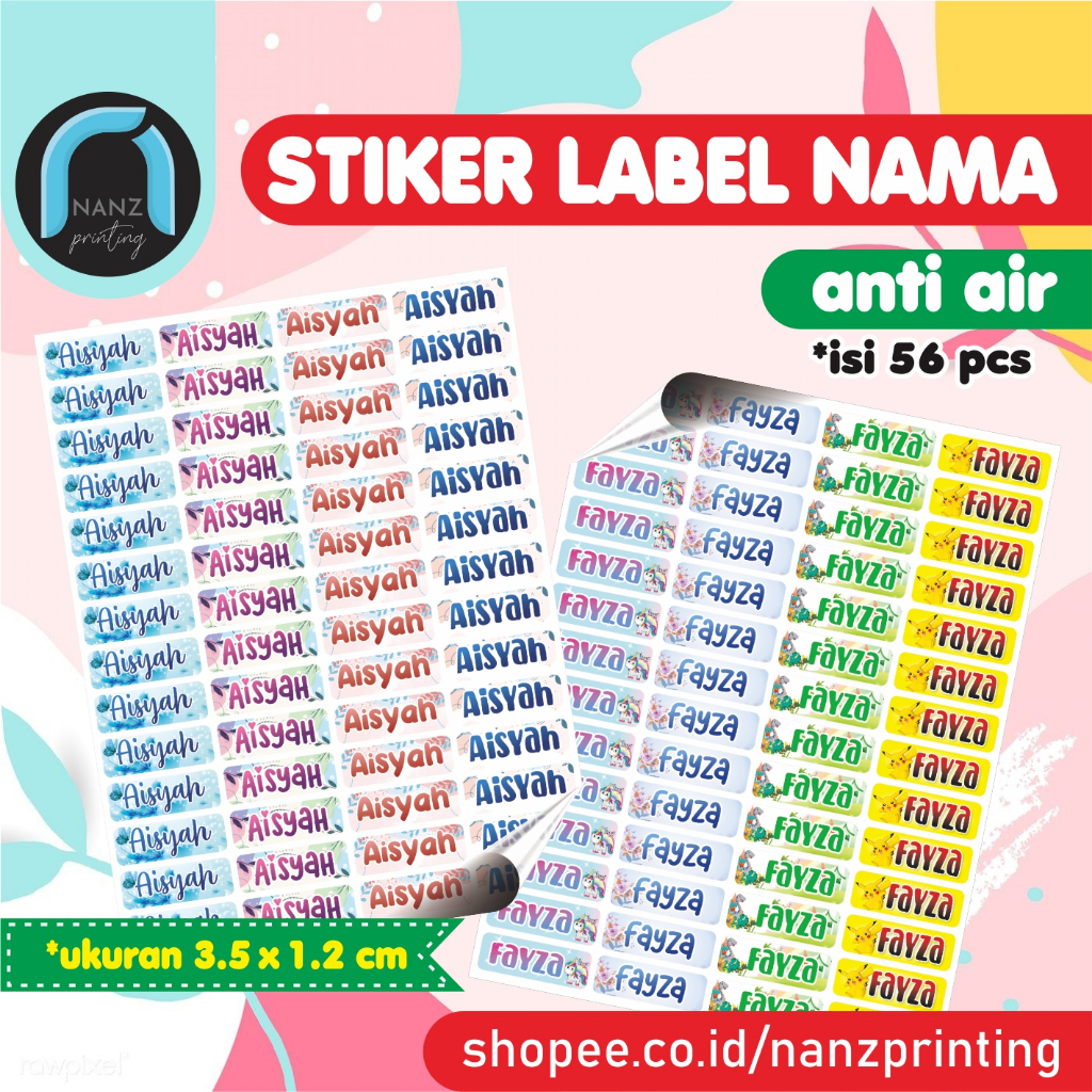Jual Stiker Sticker Label Nama Anak Custom Waterproof Pensil Buku