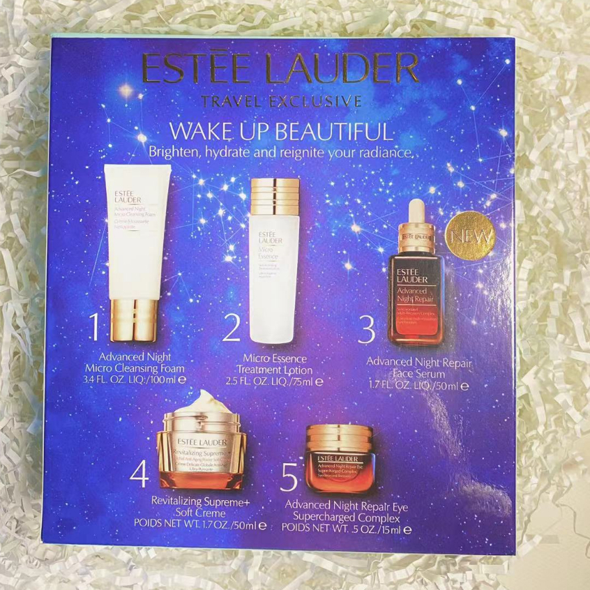 Estee Lauder 5-piece set/Deep repair facial cleanser 100ml/Skin softening  essence 75ml/Advanced night repair chocolate bottle 50ml/Multi-effect  beauty