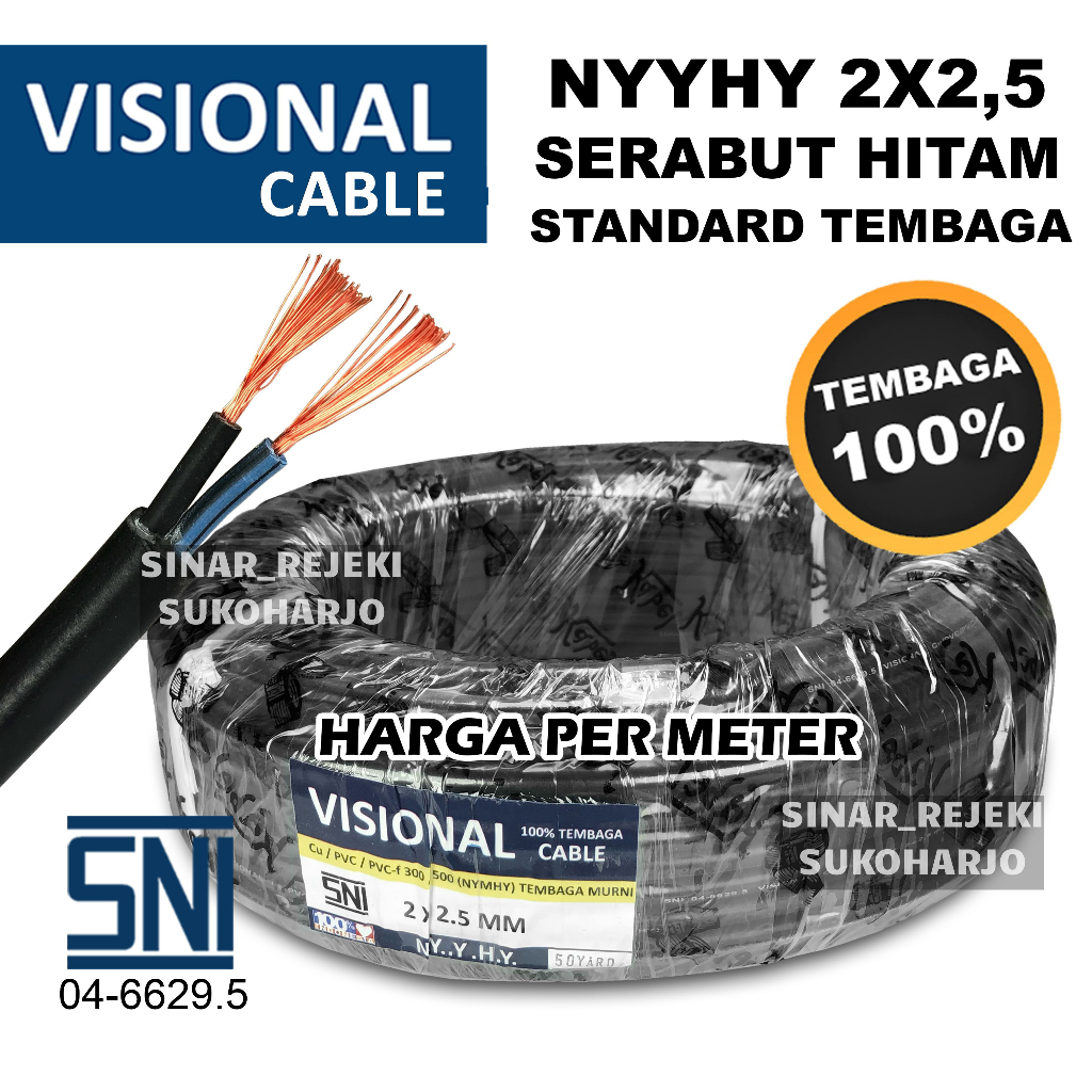 Jual Kabel Listrik Nyyhy Nymhy Sni Serabut Tembaga 2x2 5 Meteran 2x2 5