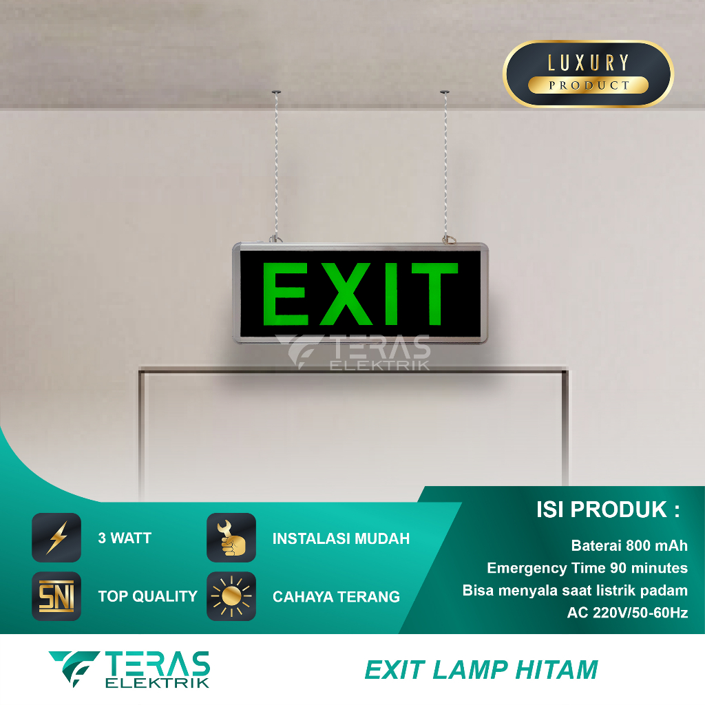 Jual Lampu exit LED Lampu petunjuk darurat emergency lamp 2 sisi ...
