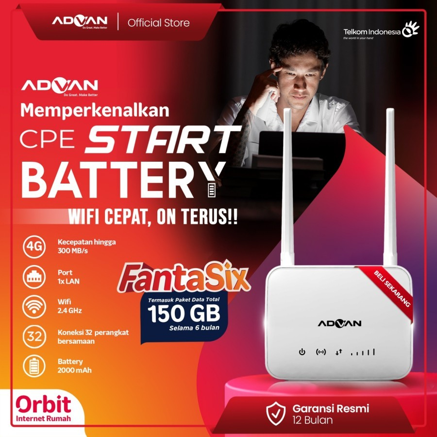 Jual Telkomsel Orbit Modem Advan CPE Start WiFi Hybrid 4G Router Unlock ...