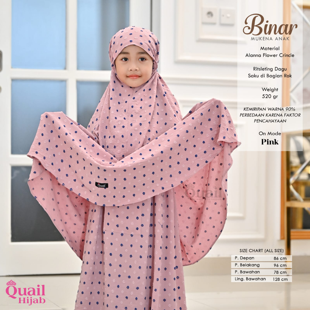 Jual Binar Mukena Anak Original Quail Hijab Wanita Airflow Flower ...
