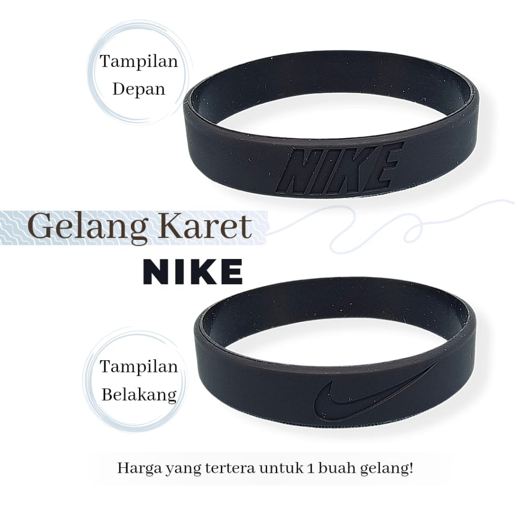 Jual Gelang Karet Pria Hitam Nike Rubber Bracelet Sport Shopee