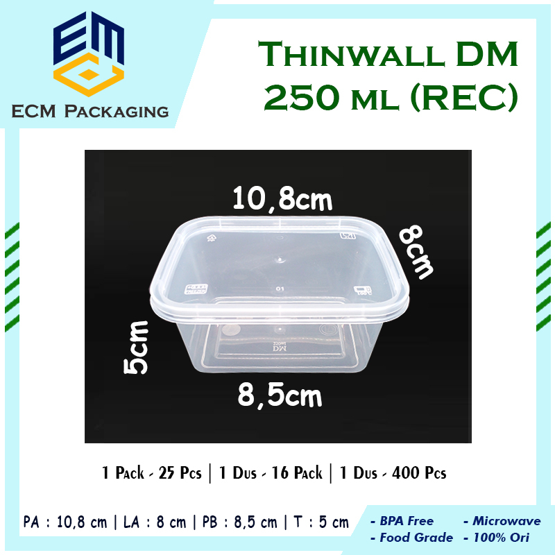 Jual Thinwall DM / Food Container / Kotak Makan Plastik 250 REC ...