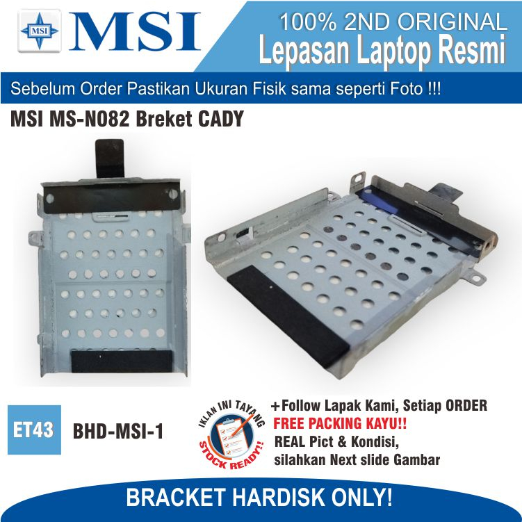 Jual Et Bhd Msi Internal Bracket Hardisk Laptop Notebook Netbook Bracket Hardisk Msi Ms N