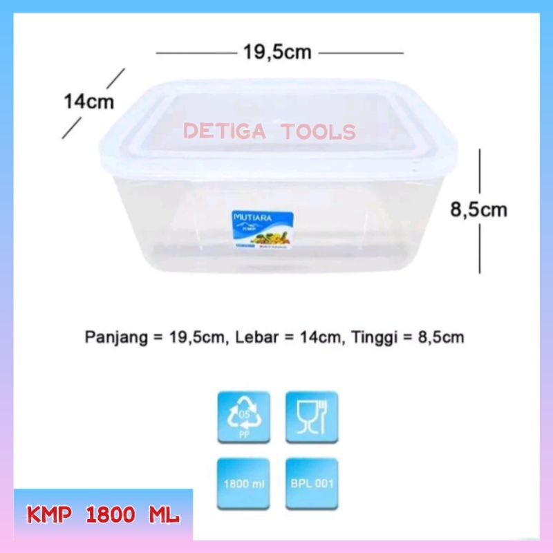 Jual Kmp Mutiara 1800 Ml Food Box Bening Transparan Kotak Plastik