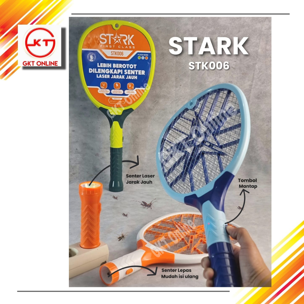 Jual Raket Nyamuk Cas Stark 006 / Raket Nyamuk + Senter /Tepokan Nyamuk ...