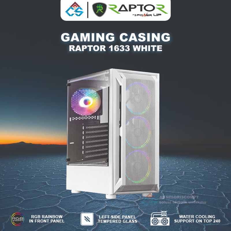 Jual Casing Gaming PowerUp RAPTOR 1633 White - Casing Gaming ATX ...