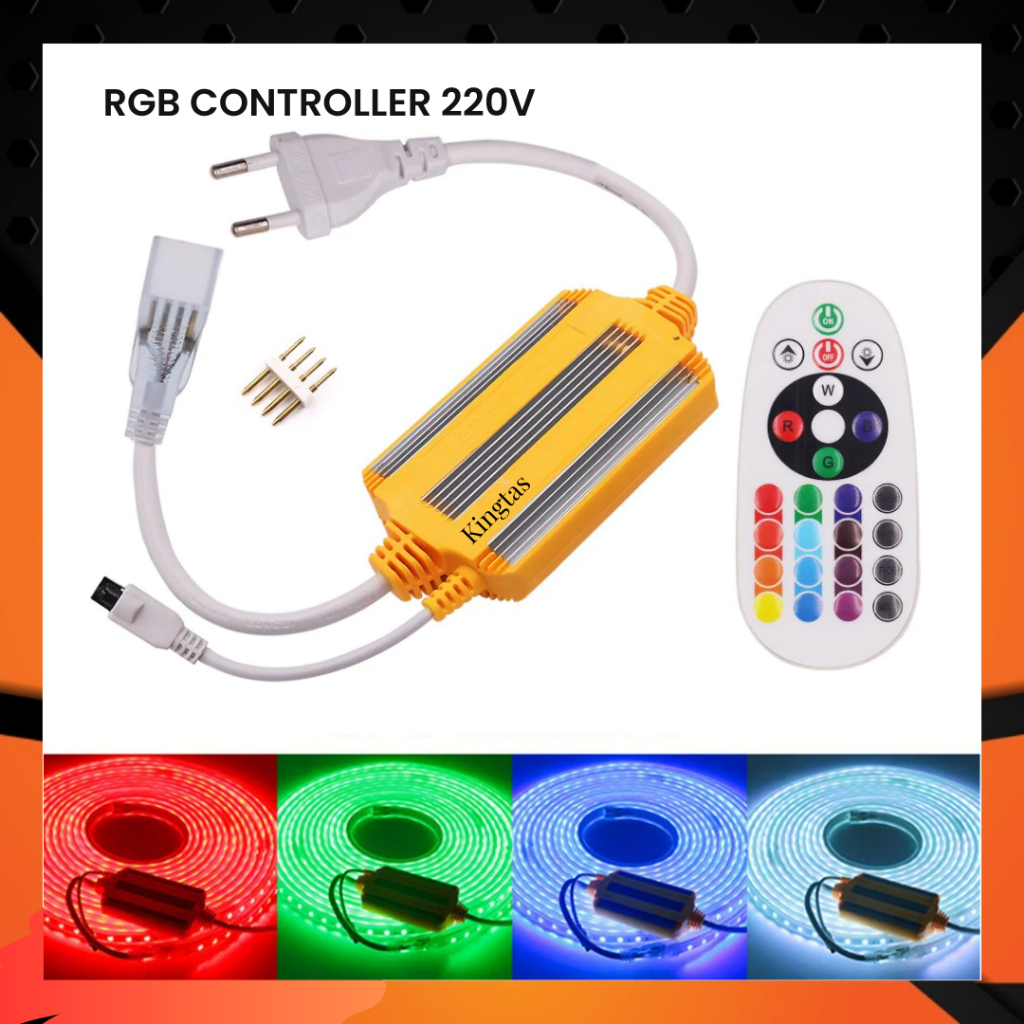 Jual CONTROLLER + REMOTE LED KINGTAS NEON FLEX RGB 220V | Shopee Indonesia
