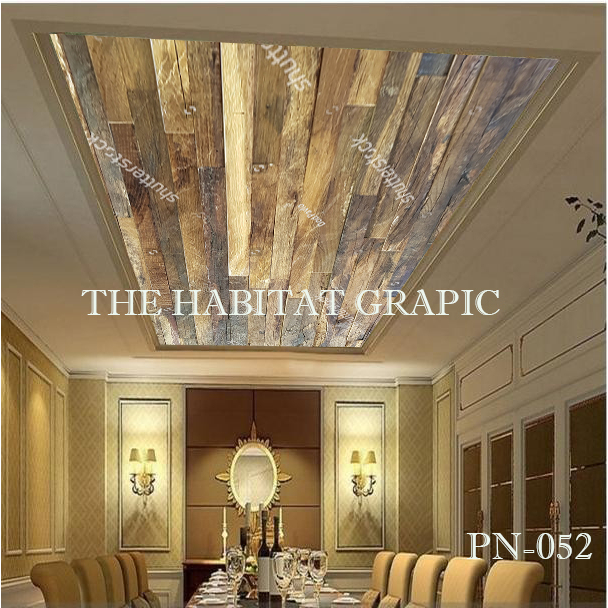 Jual Wallpaper 3D Custom Plafon Motif Kayu Abstrak, Wallpaper Plafon 3D