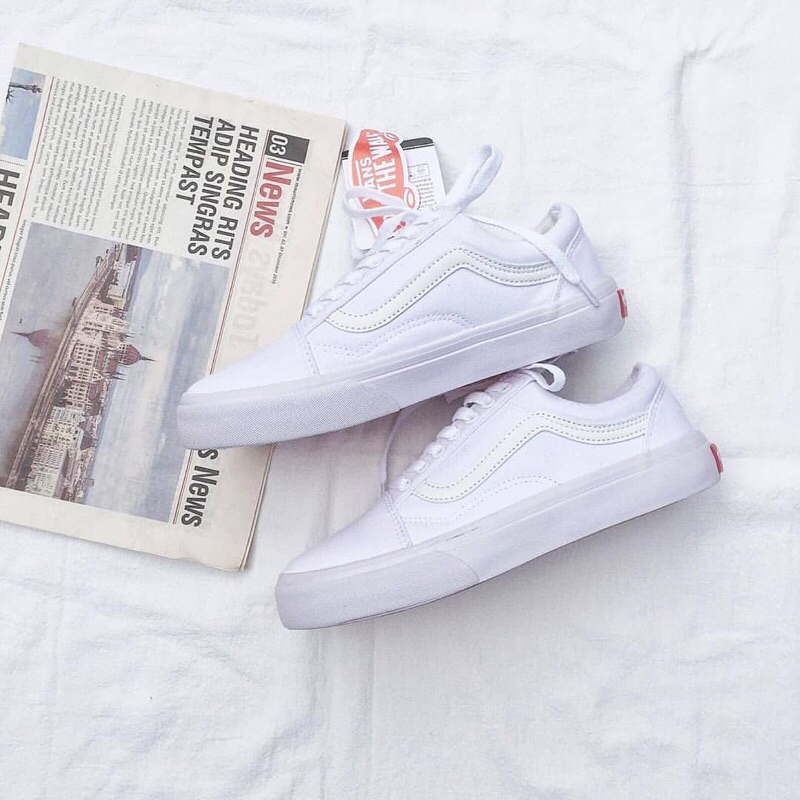 Jual Sepatu Vans Old Skool White Pria Wanita Sneakers Putih Premium ...