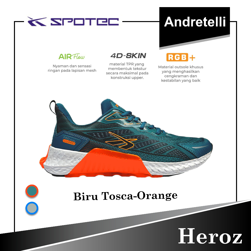 Jual SPOTEC HEROZ Sepatu Running BIRU TOSCA / ORANYE | Shopee Indonesia