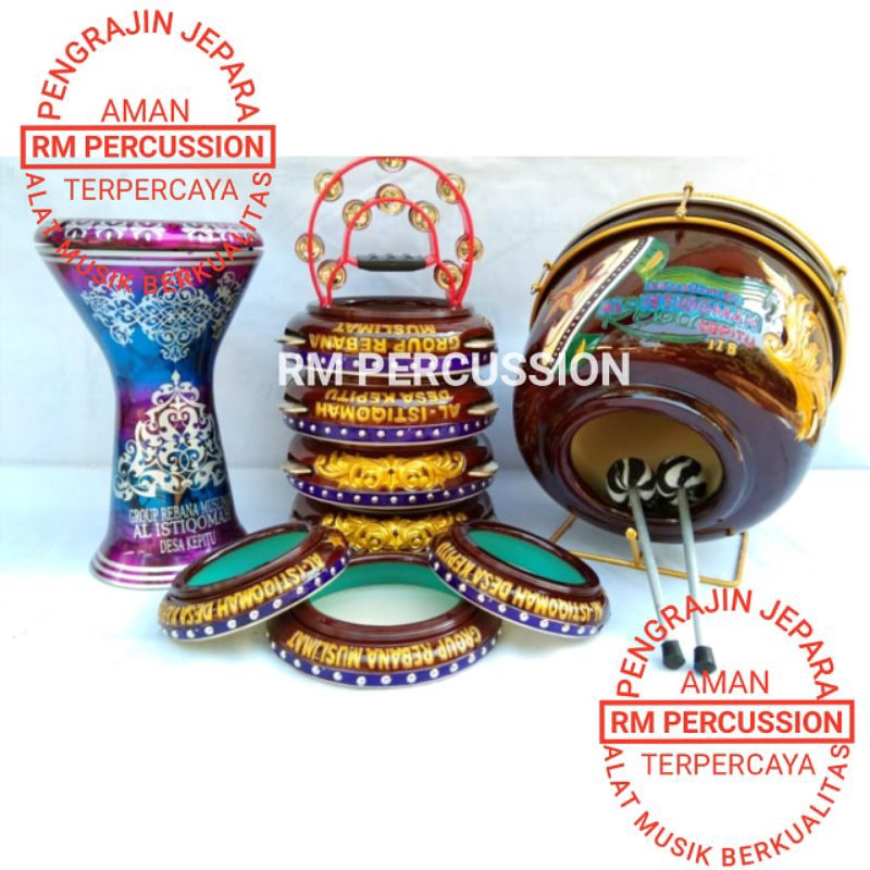 Jual Hadroh Rebana 1 Set Kencer Ukir Jepara (KELENGKAPAN SESUAI GAMBAR ...