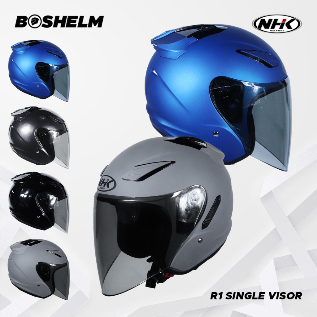 Jual BOSHELM Helm NHK R1 SINGLE VISOR SOLID Helm Half Face SNI | Shopee ...