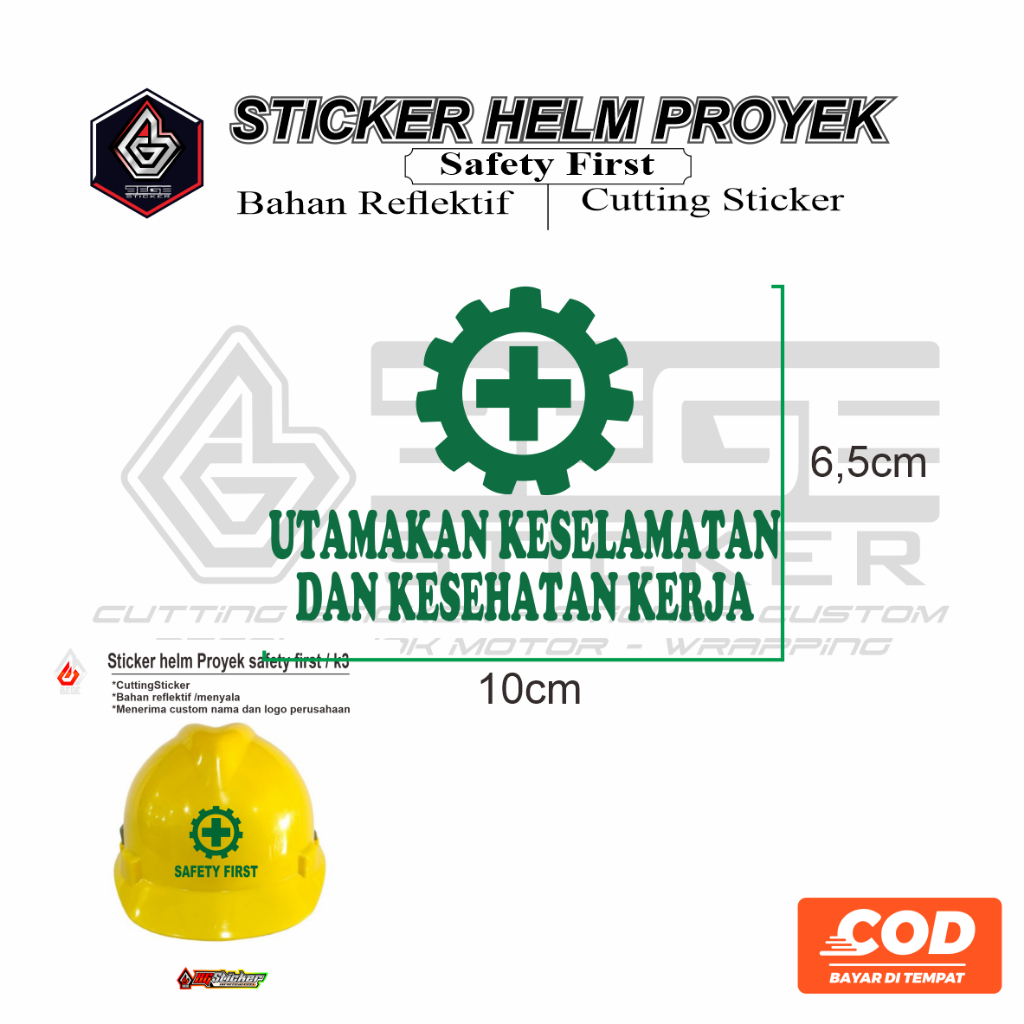 Jual Sticker Helm Proyek UTAMAKAN KESELAMATAN DAN KESEHATAN KERJA Bahan ...