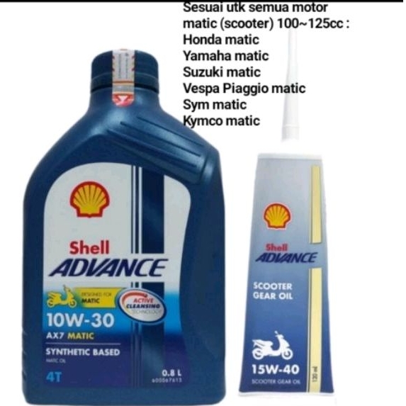 Jual PAKET OLI SHELL ADVANCE AX7 SCOOTER 10W30 + OLI GEAR SHELL UTK ...