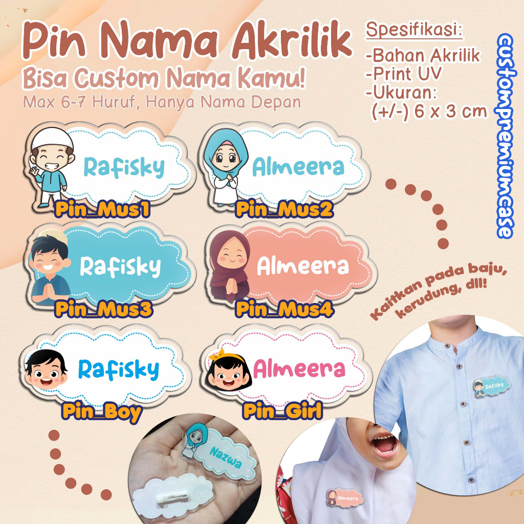 Jual PIN AKRILIK CUSTOM NAMA - Desain Kids Muslim PROFESI CITA-CITA ...
