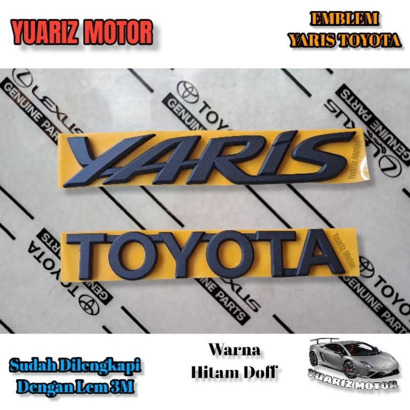 Jual Emblem Tulisan Toyota Yaris Hitam Doff Original Logo Emblem