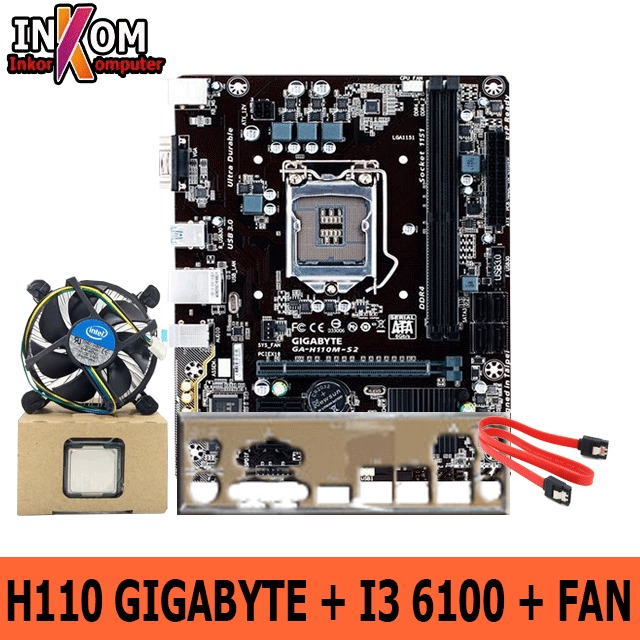 Jual Paket Mobo H110 LGA 1151 DDR4 Plus Processor i3 6100 Fan intel