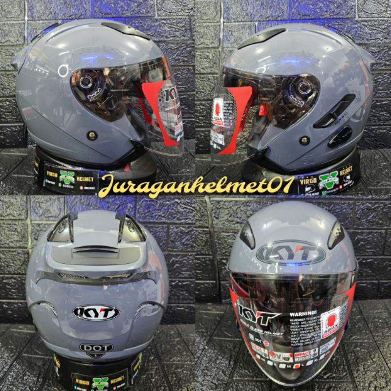 Jual HELM KYT GALAXY FLAT R GORILA GREY GLOSSY DOUBLE VISOR Shopee