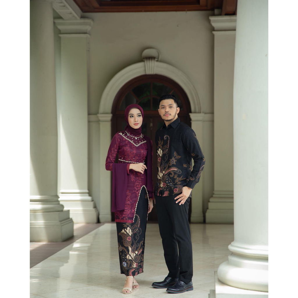 Jual New Arrival Batik Kebaya Couple Brokat Tulle Mutiara Kombinasi