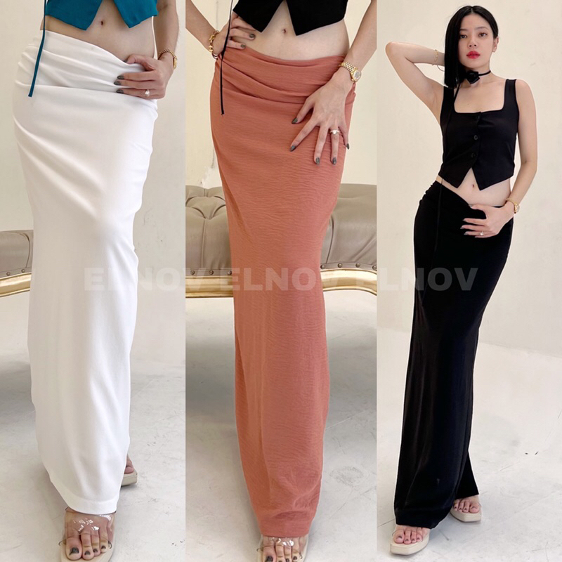 Jual [ ELNOV ] tortia long skirt - low rise skirt / rok pantai / rok ...