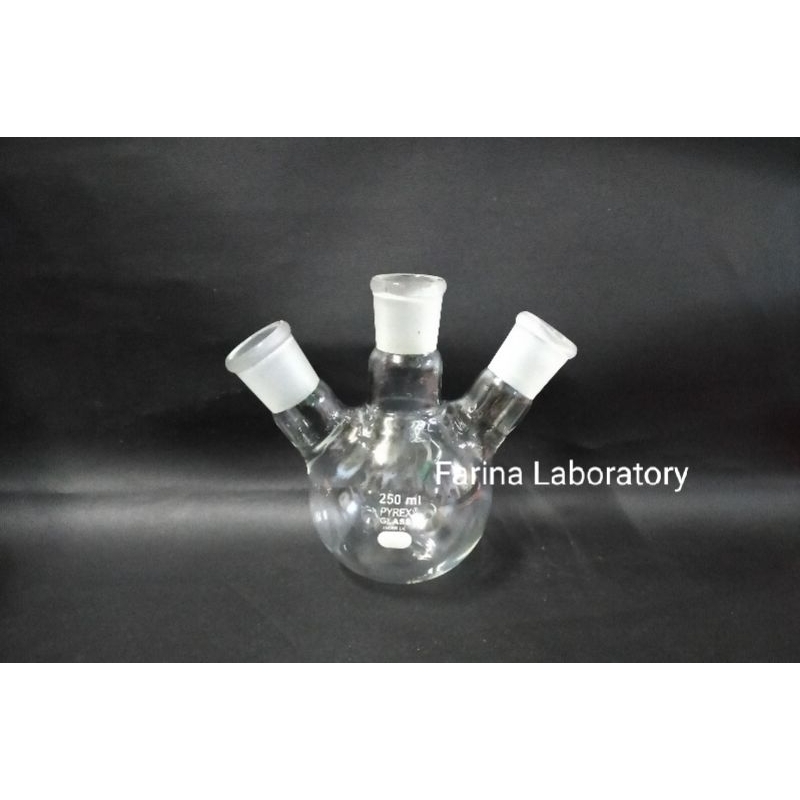 Jual Labu Didih 3 Leher-Boiling Flask 3 Neck 250ml Alas Bulat Pyrex ...