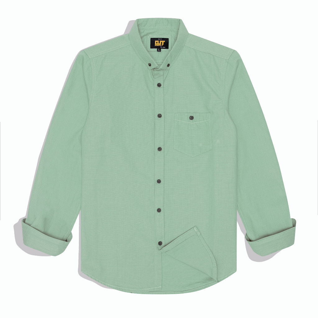 Jual Outskirts - Long-sleeved Shirt Sage Green | Kemeja Polos Pria