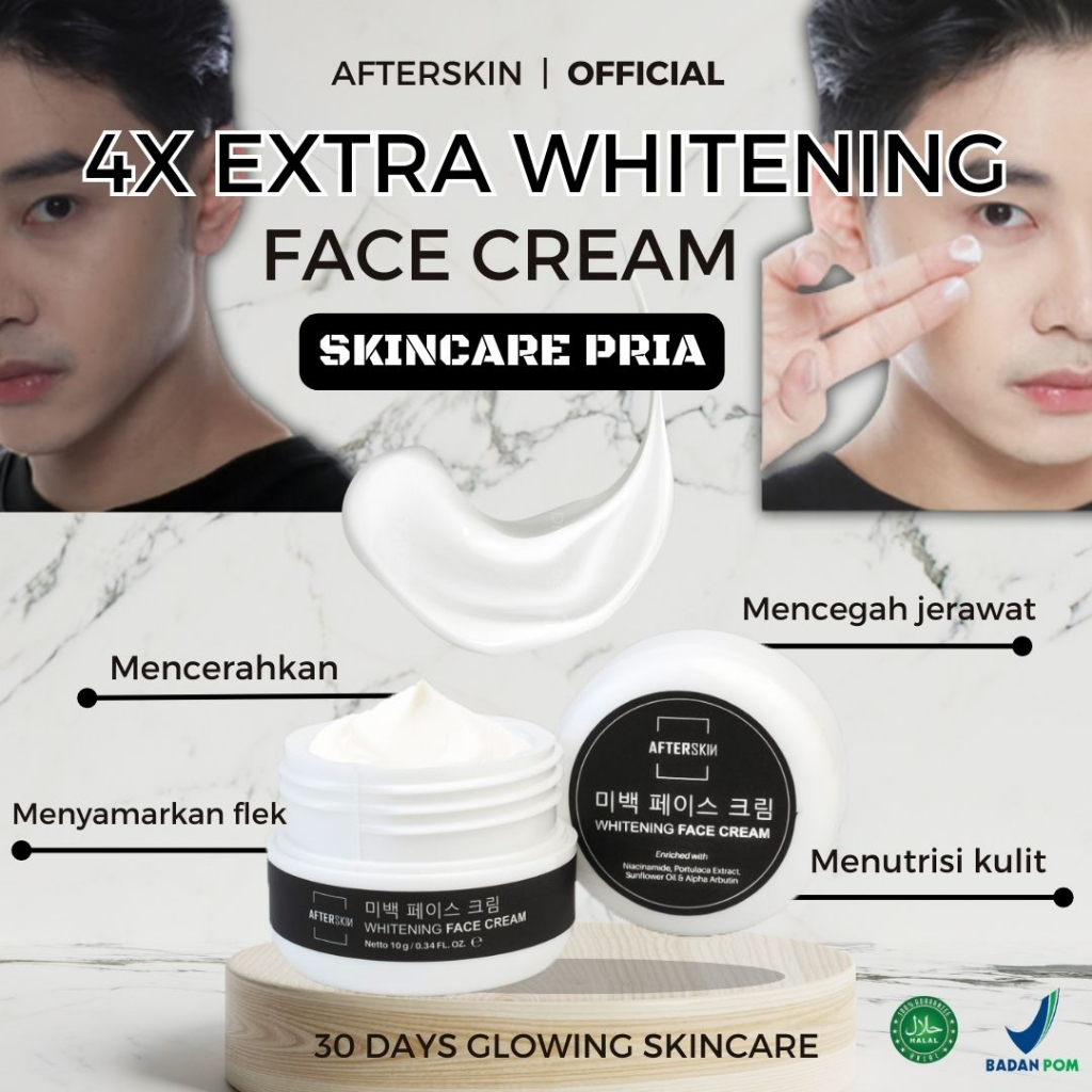 Jual [skincare Pria] Afterskin Whitening Face Cream Pemutih Wajah Ala