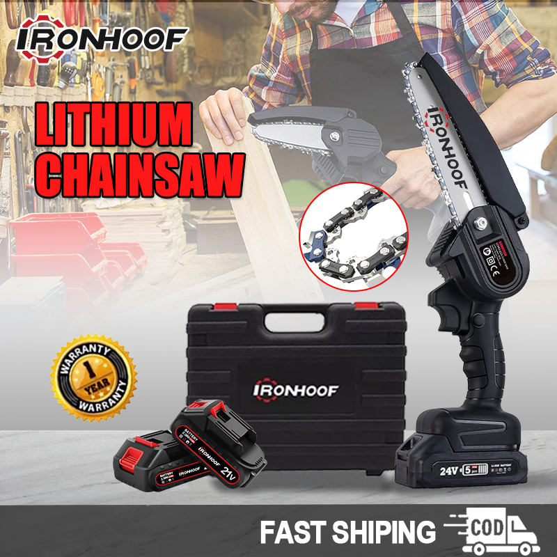 Jual Chainsaw Gergaji Listrik Rantai Elektrik Mini Cordless 6 Inch / 4 ...