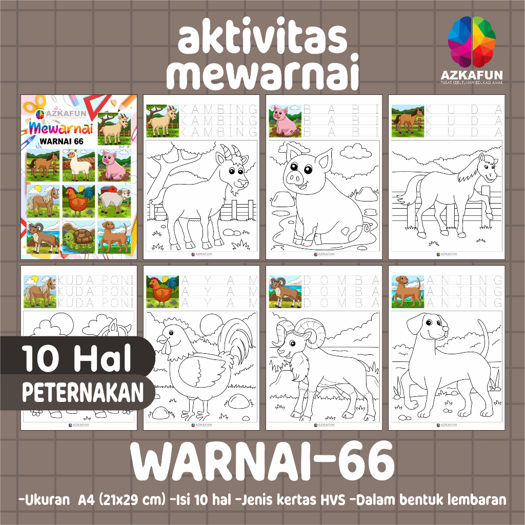 Jual Lembar Belajar Mewarnai Binatang Dan Pemandangan - Worksheet Anak ...