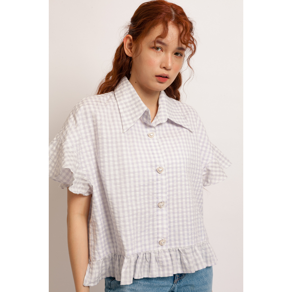 London Sleeveless Top | Lilac Gingham